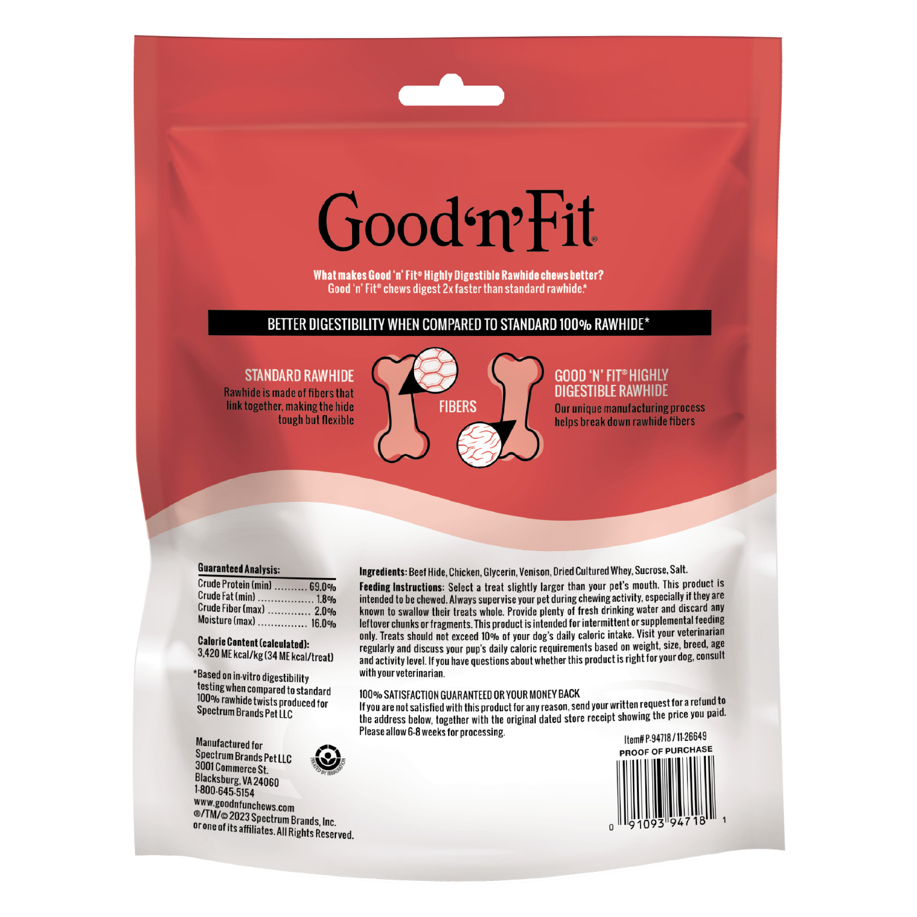 Good n Fit Twist Sticks Wrapped With Real Venison, 15 Count, Long