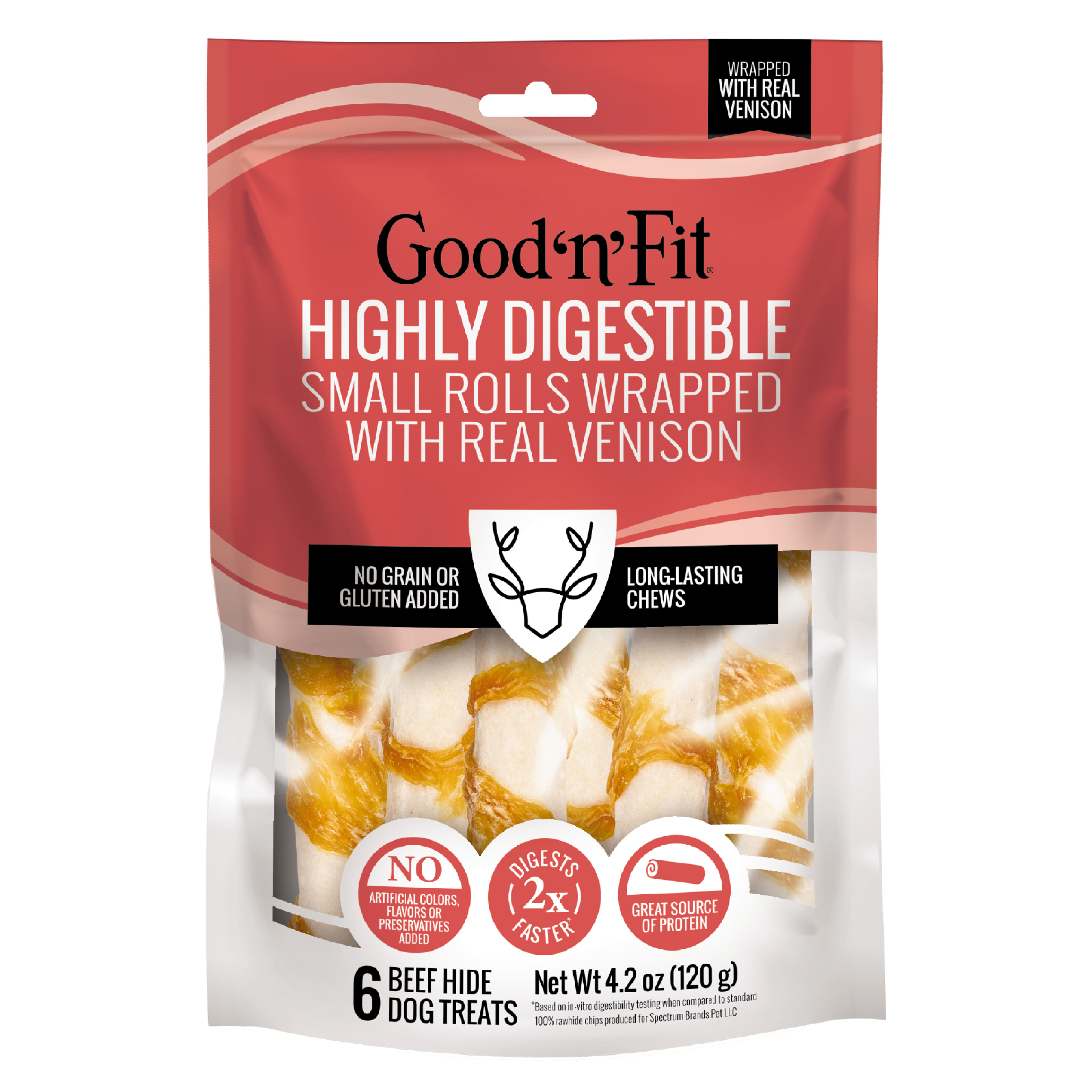 Good 'n' Fit Chicken Liver Flavor Small Dog Chews - 6 Pack Of Highly Digestible Rawhide Rolls