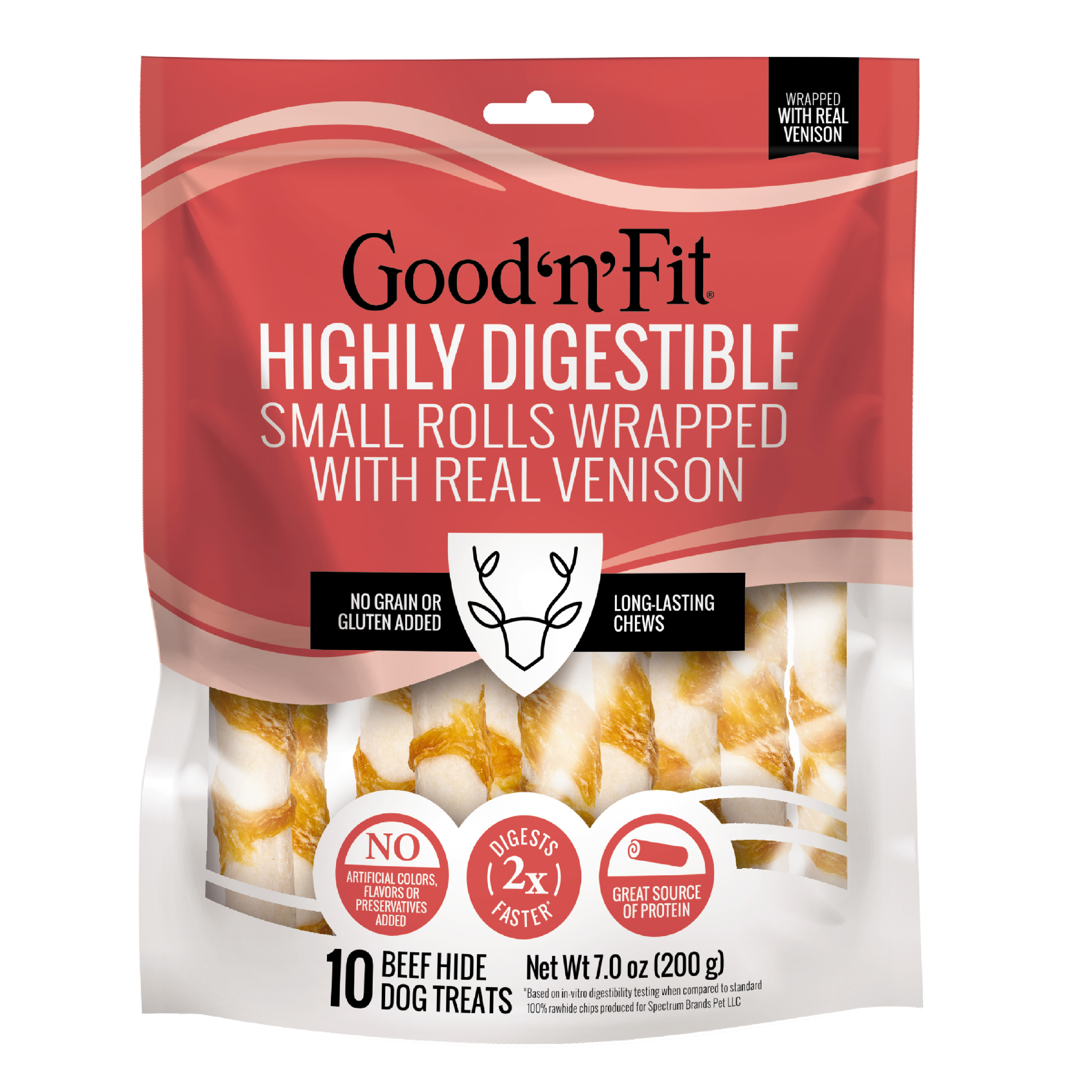 Good n Fit Small Rolls Wrapped With Real Venison, 6 Count, Long