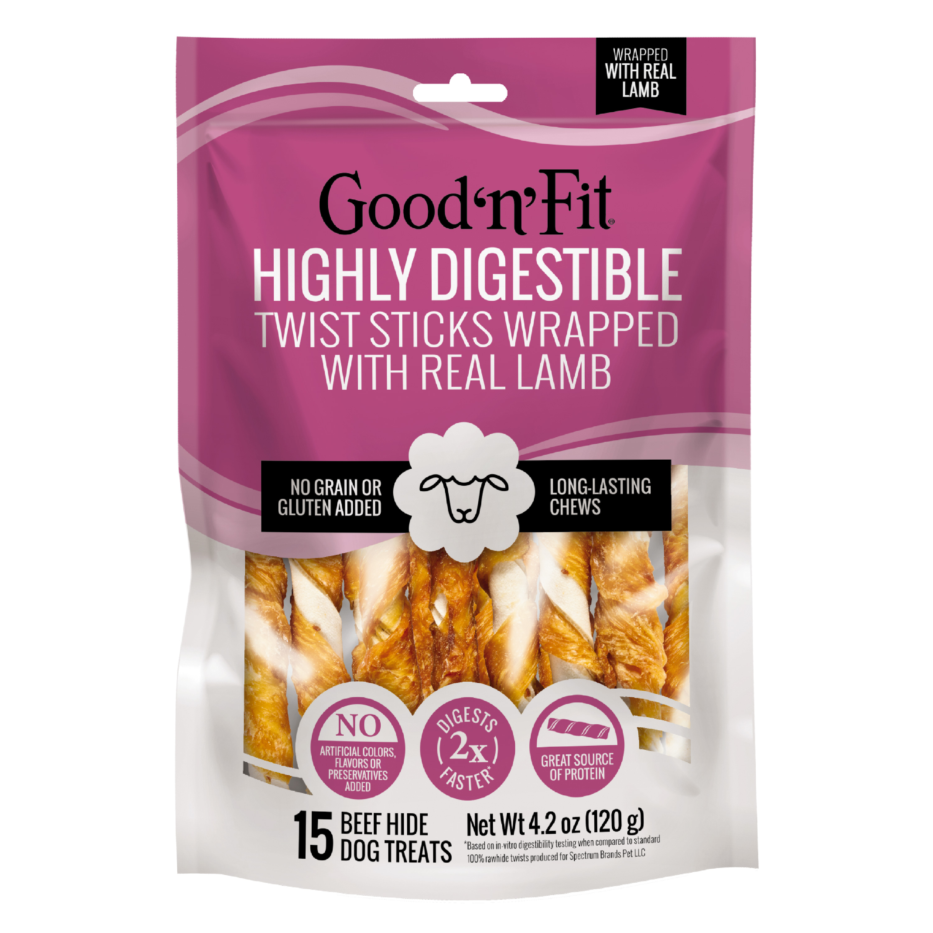 Good n Fit Twist Sticks Wrapped With Real Venison, 15 Count, Long