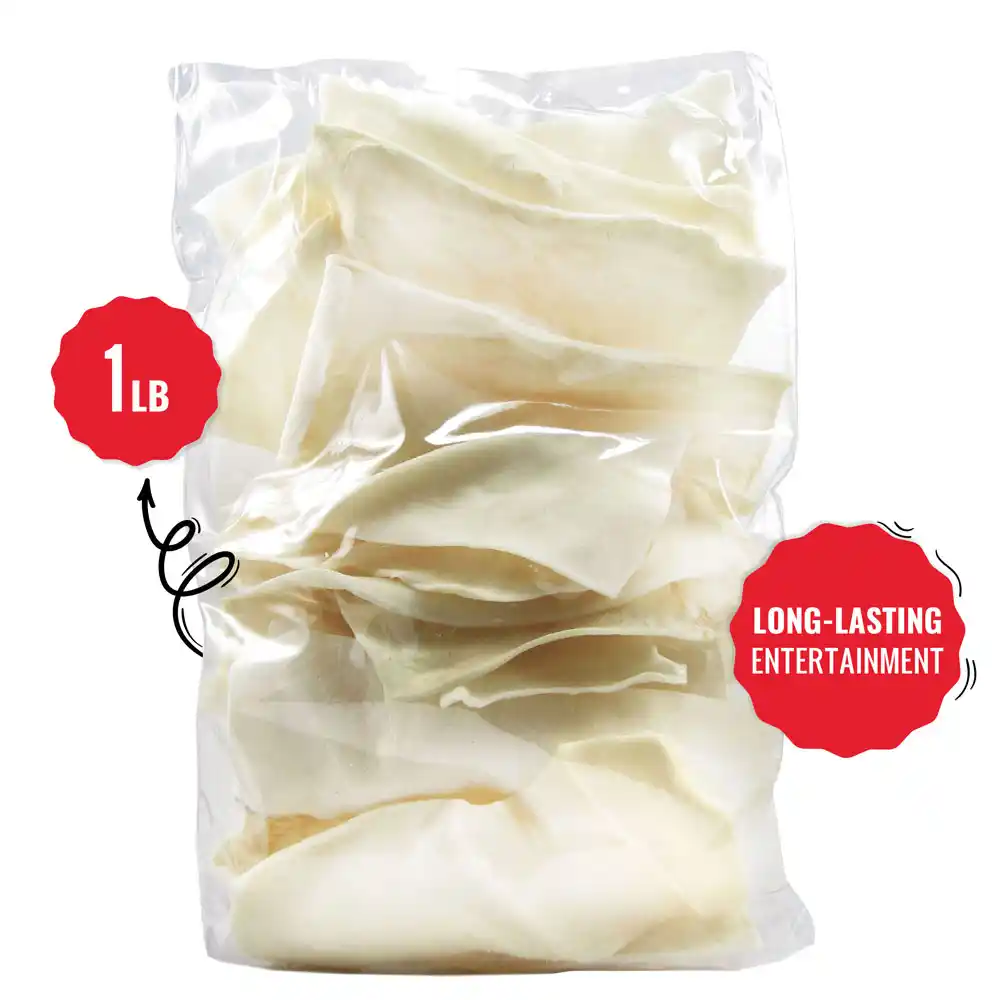 Good ‘n’ Fun 100% Beef Hide Chips, Gourmet Dog Chews for All Dogs, Treat Your Dog to Long-Lasting Chews Made with Real Beef Hide - back of package