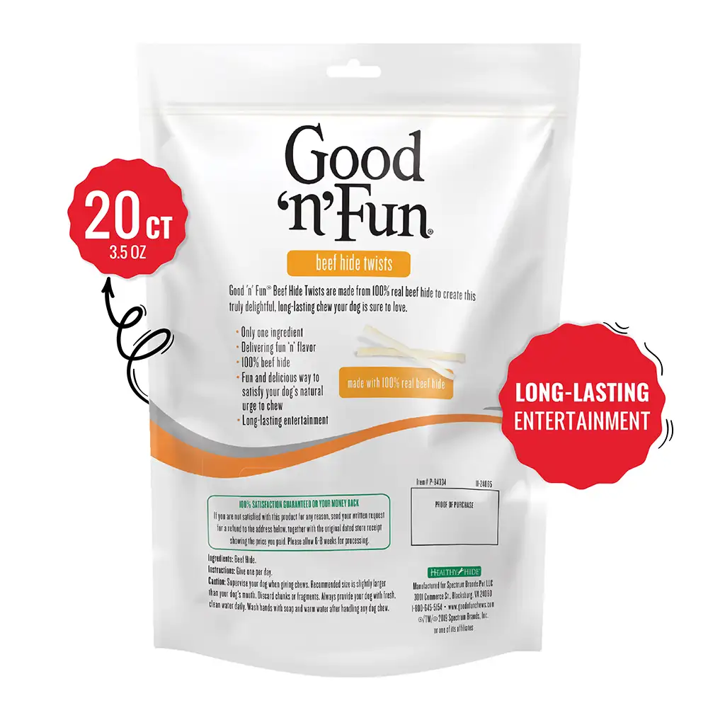 Beef Hide Twists for All Dogs, 20 Count - Front of package