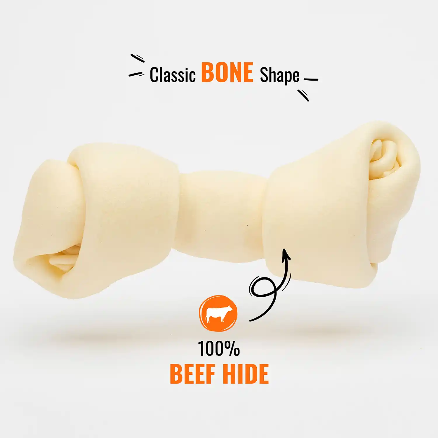 Classic Bone Shape, 100% Beef Hide