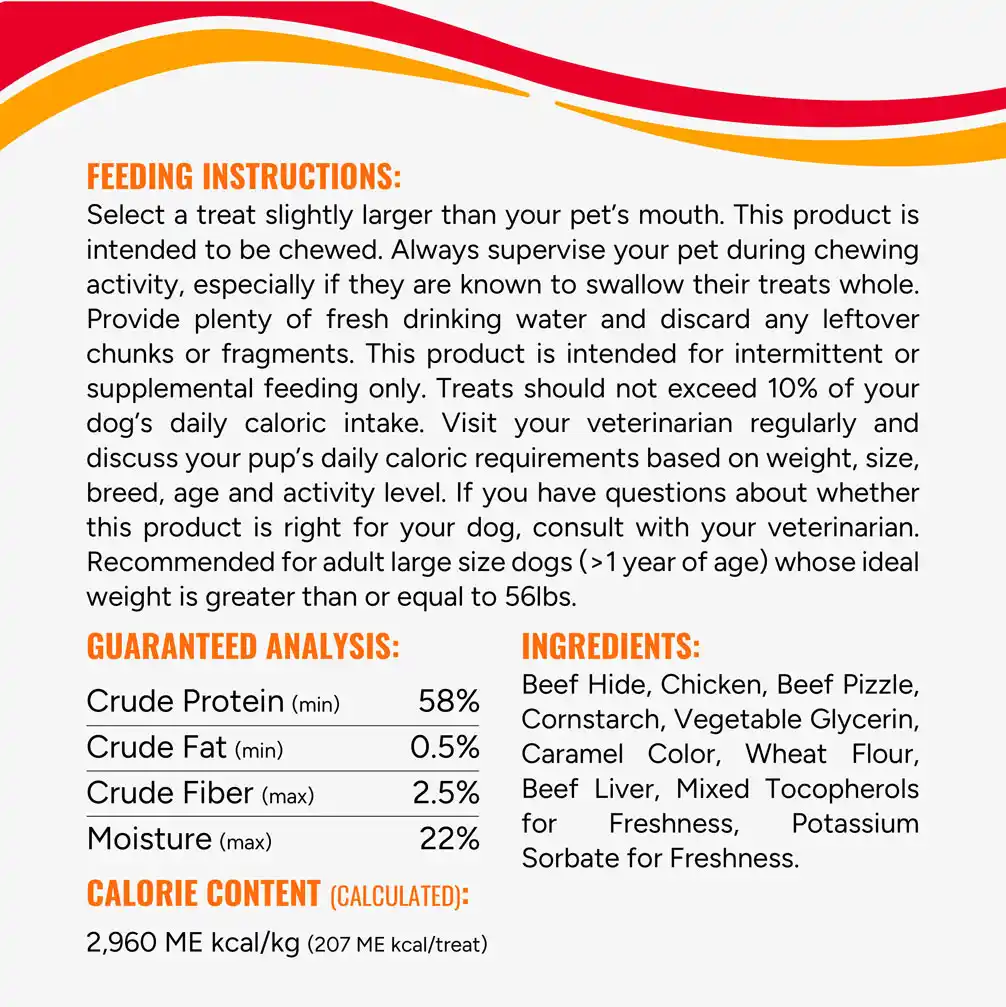 Feeding instructions, guaranteed analysis, calorie content and ingredients.