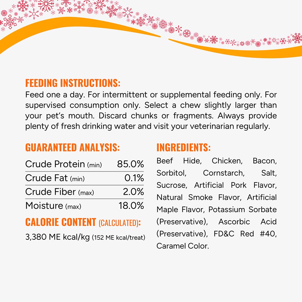 P-94481H Good ‘n’ Fun Triple Flavor Canes With Bacon & Artificial Maple Flavor Chews for All Dogs, 3 Count - GA & Ingredients