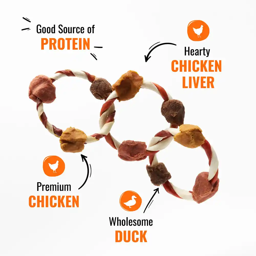 Good source of protein, hearty chicken liver, premium chicken, wholesome duck