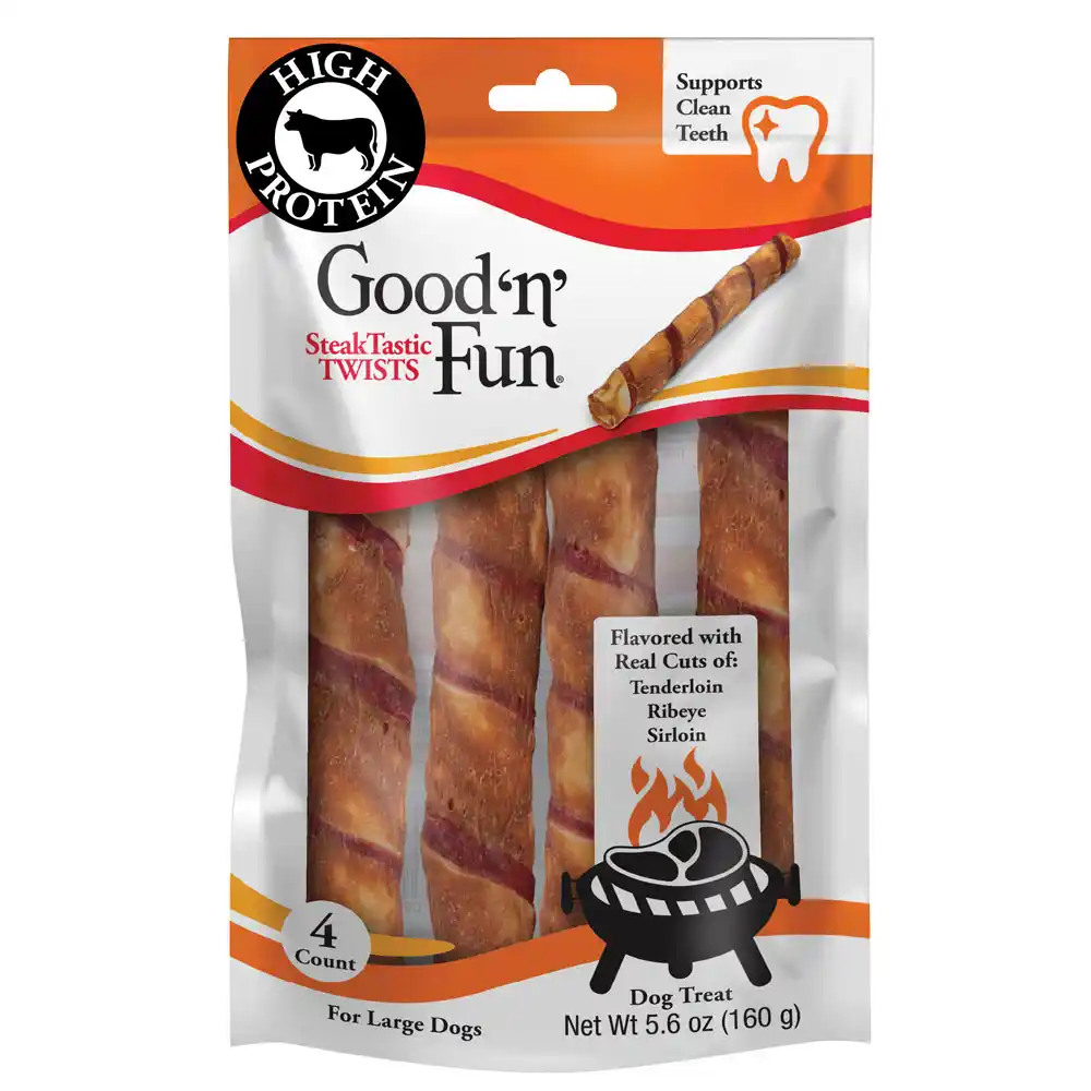 Good'n'Fun SteakTastic Twists front of packaging 4oz