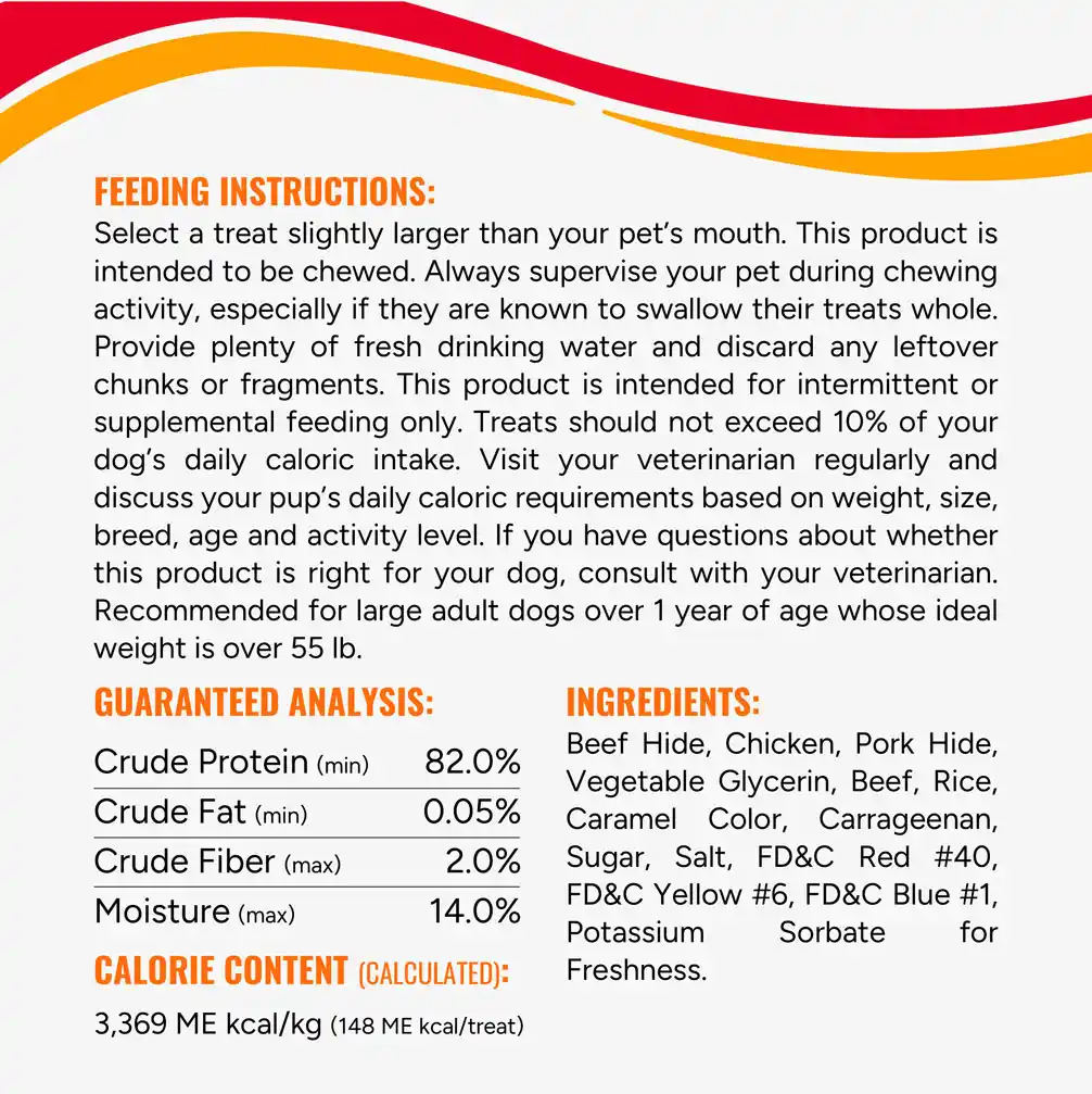 Feeding Instructions, guaranteed analysis, calorie content and ingredients