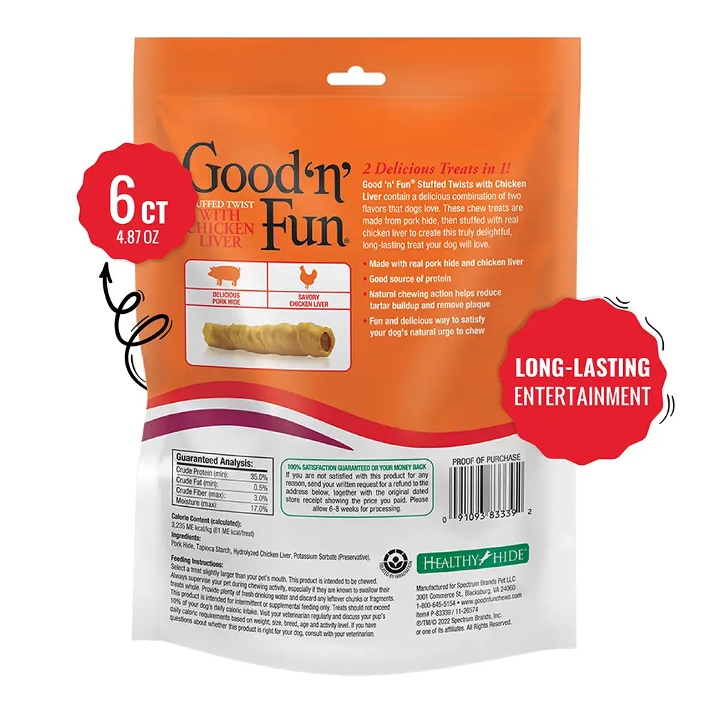 Stuffed Twists, Chicken Liver, Dogs, Dog, Long-Lasting, Chews