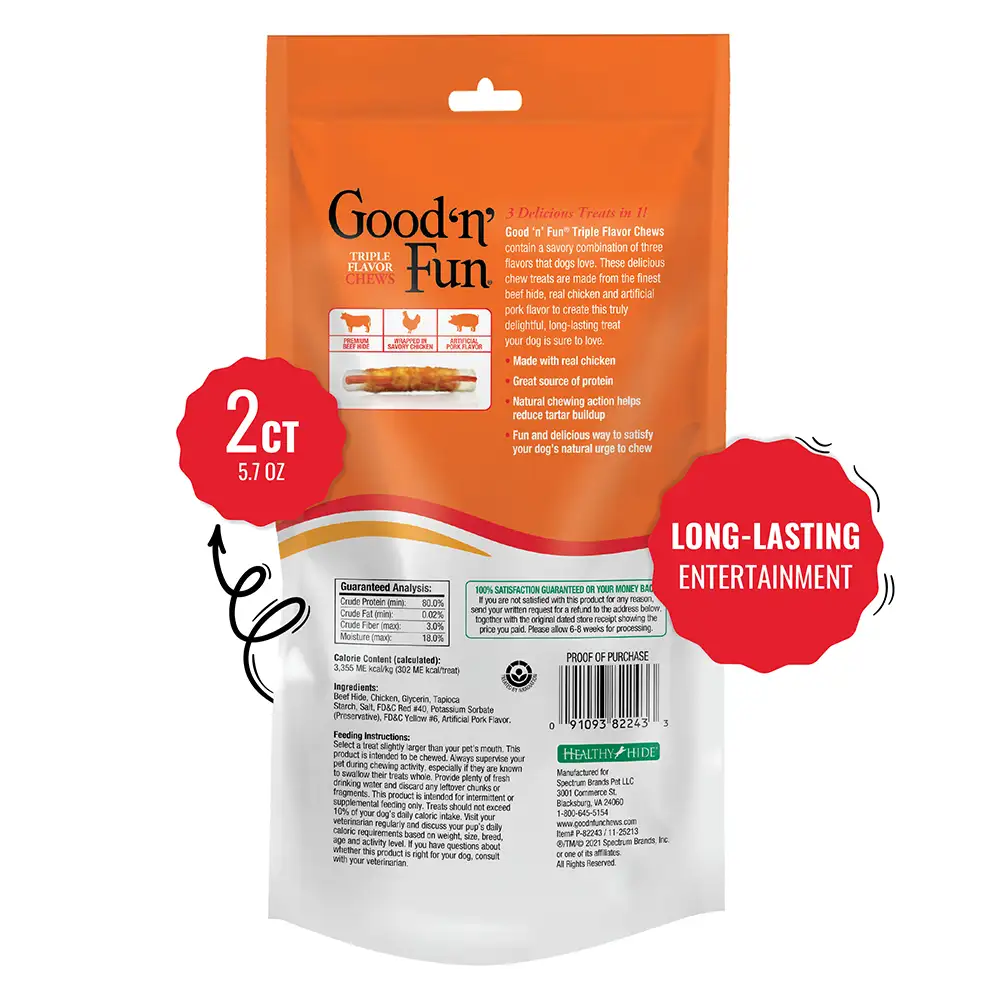 Triple Flavor Chews for Large Dogs, 2 Count - back of package