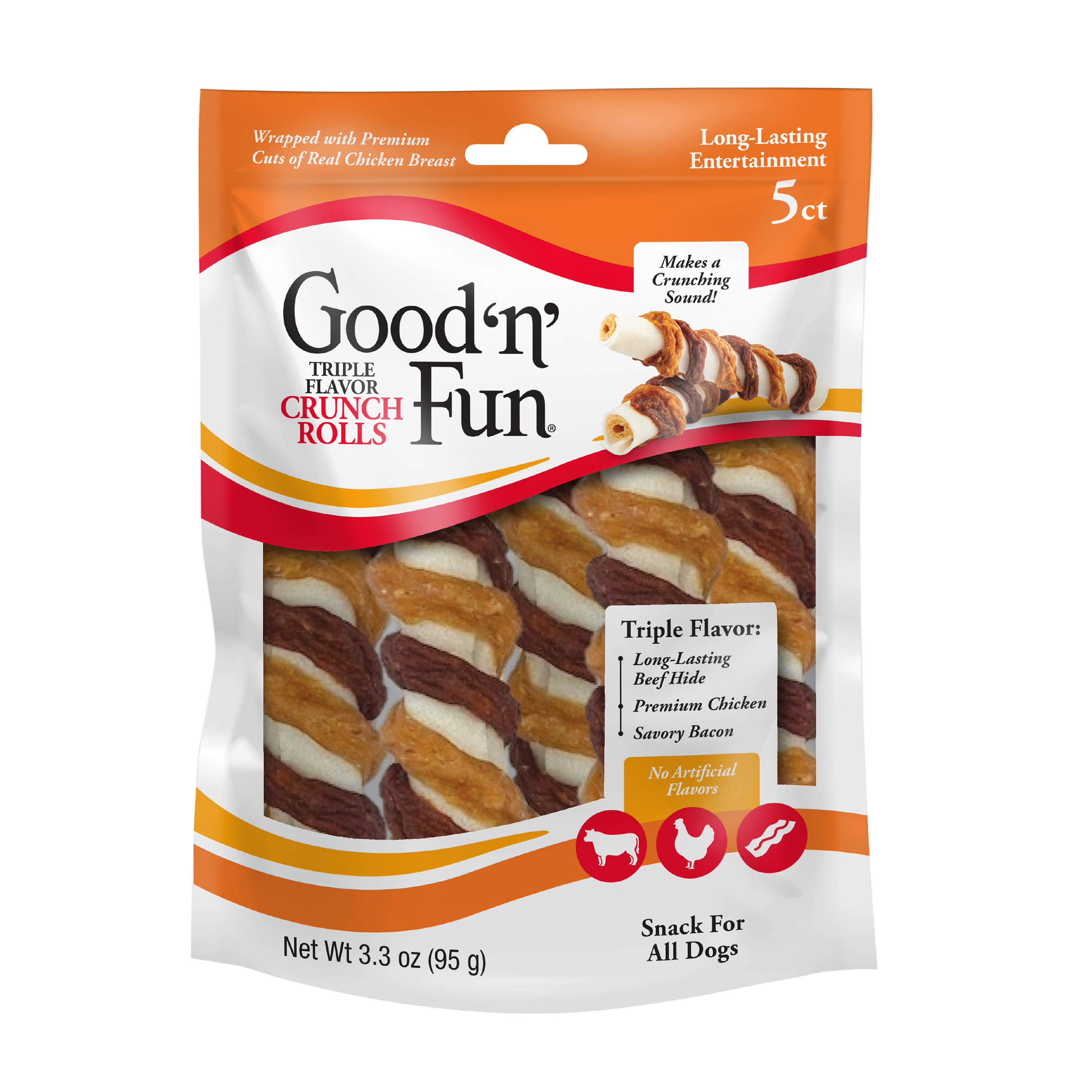 Good 'n' Fun Triple Flavor Kabobs Rawhide Snack For All Dogs