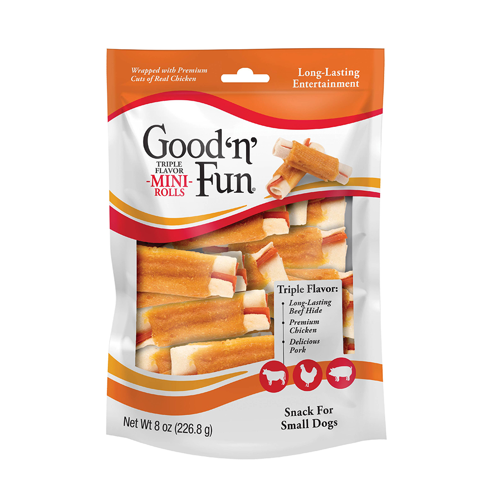 Good 'n' Fun Triple Flavor Mini Rolls, Treat Your Small Dog to a