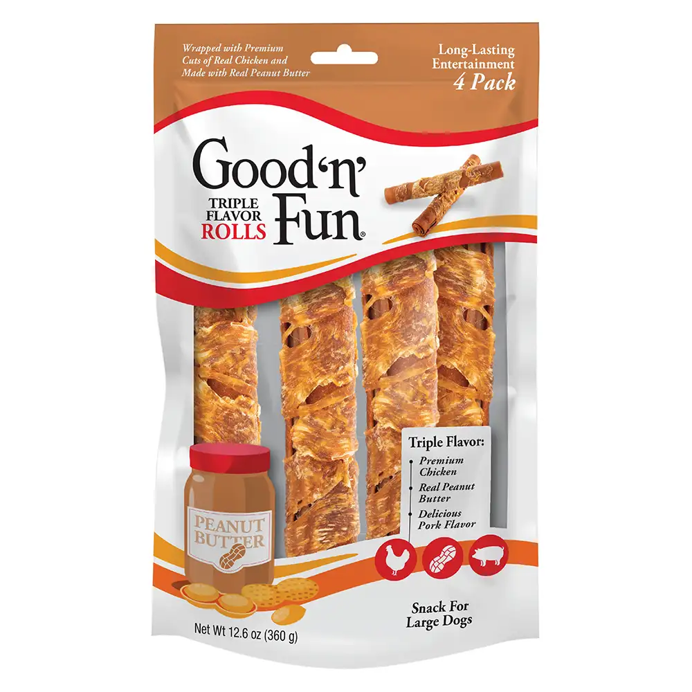 Triple Flavor Rolls for Large Dogs, 4 Count - Front of package