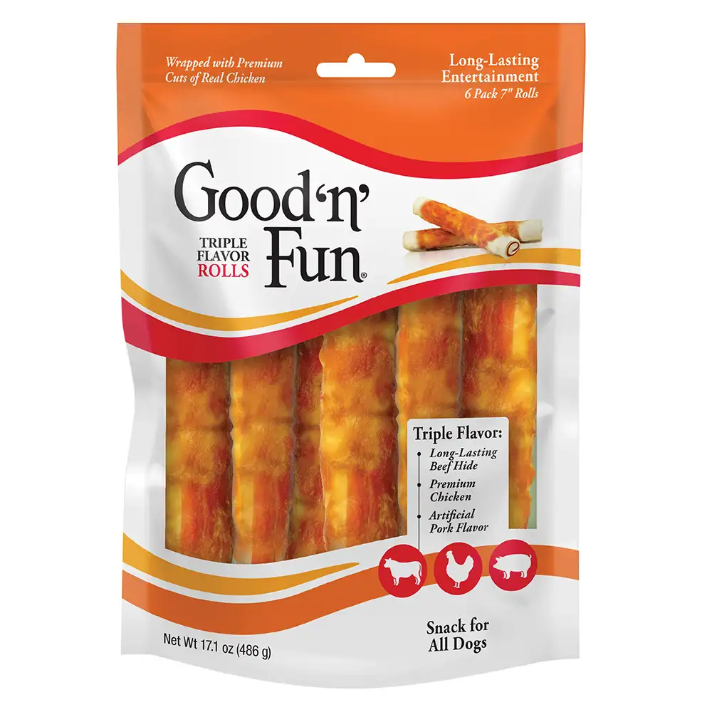 Triple Flavor Rolls for Large Dogs, 6 Count - Front of package