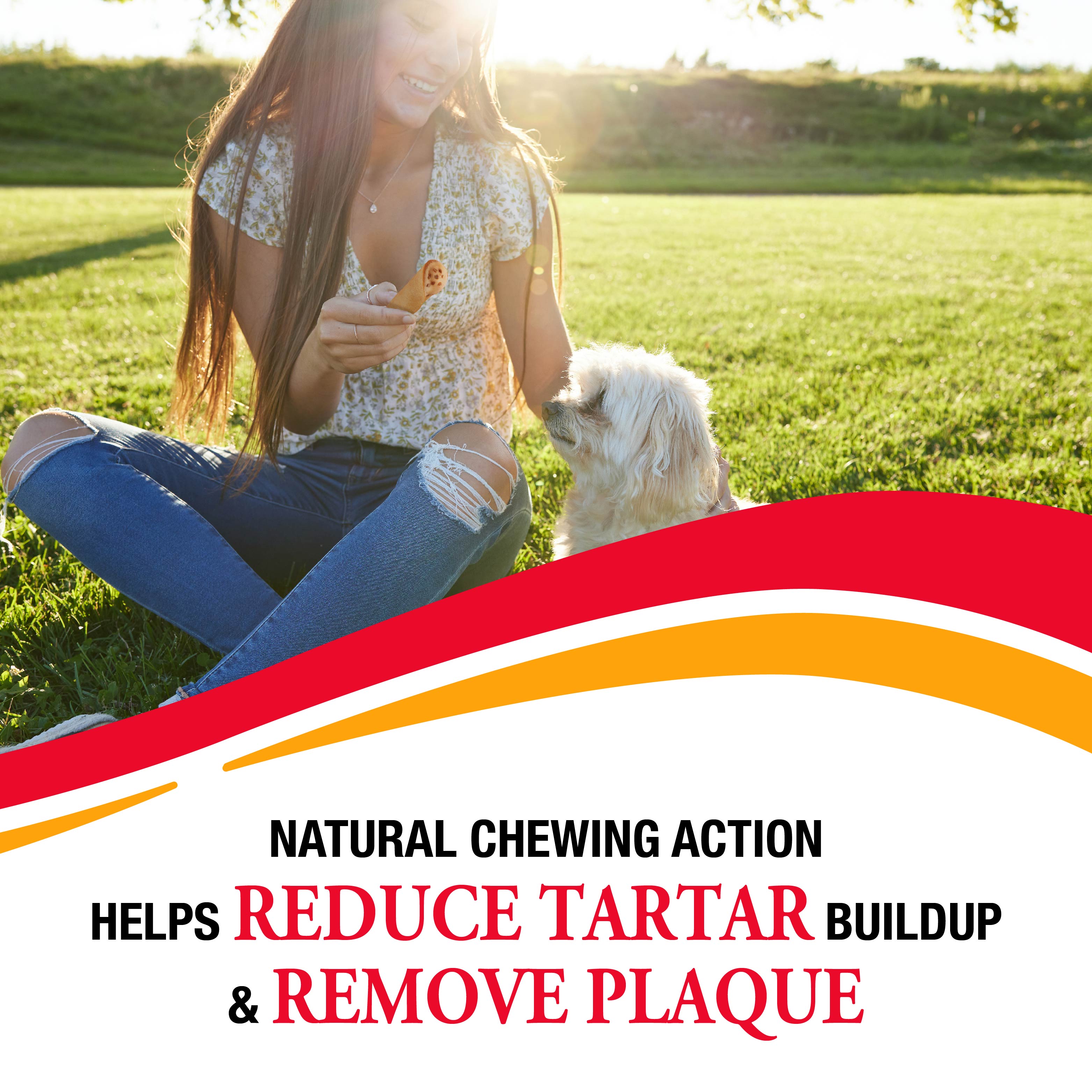 Natural chewing actions helps reduce tartar buildup and remove plaque