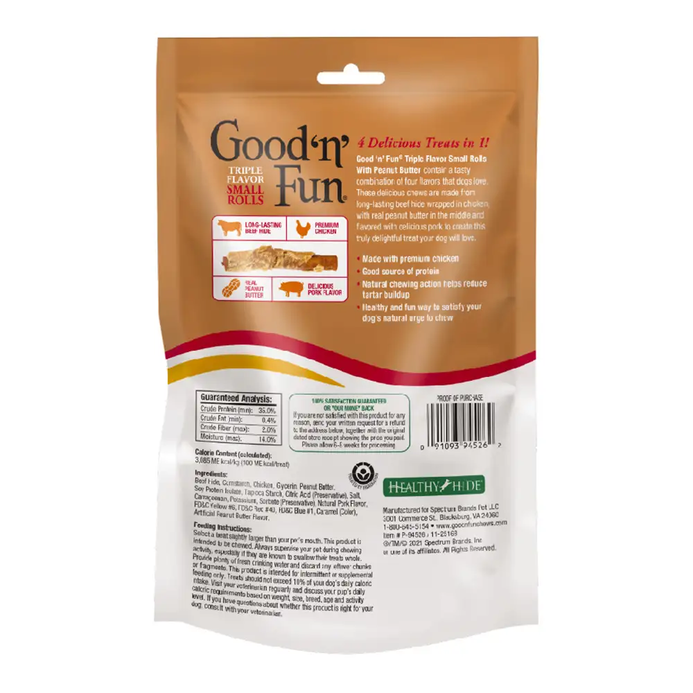 Triple Flavor Small Rolls for All Dogs, 4 Count - back of package