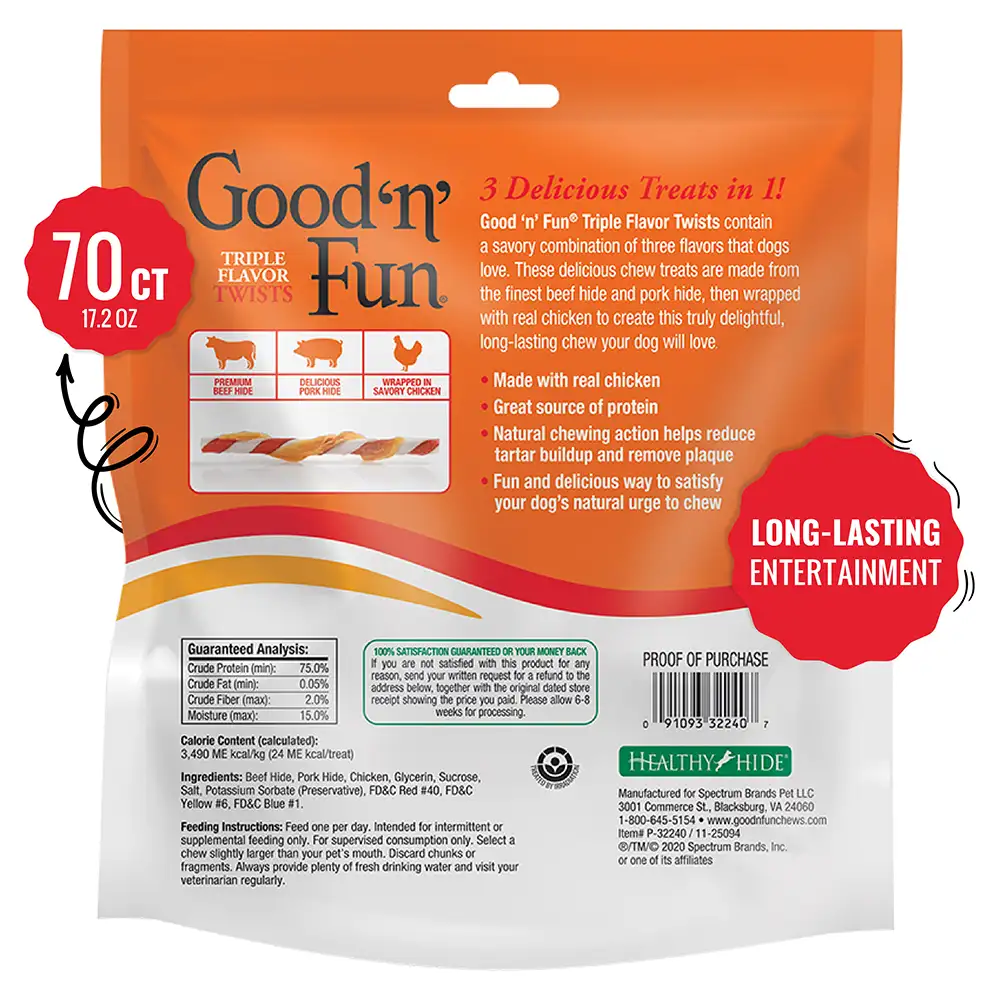 Triple Flavor Twists for All Dogs, 70 Count - back of package