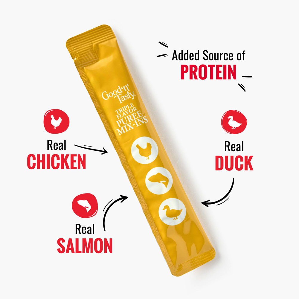 Added Source of Protein, Real Chicken, Real Salmon and Real Duck