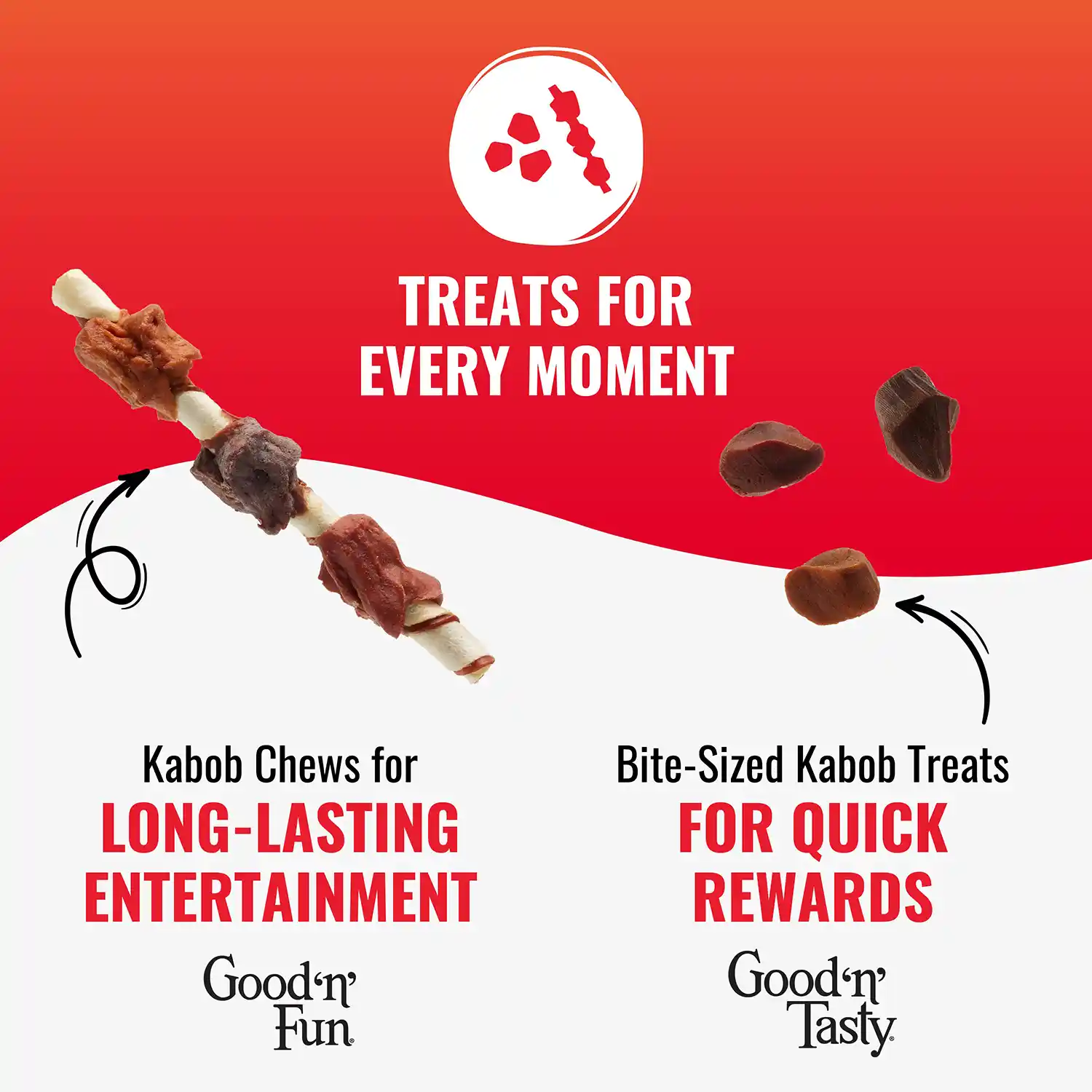 Kabob Chews for LONG-LASTING ENTERTAINMENT Good'n'Fun | Bite-Sized Kabob Treats FOR QUICK REWARDS Good'n'Tasty