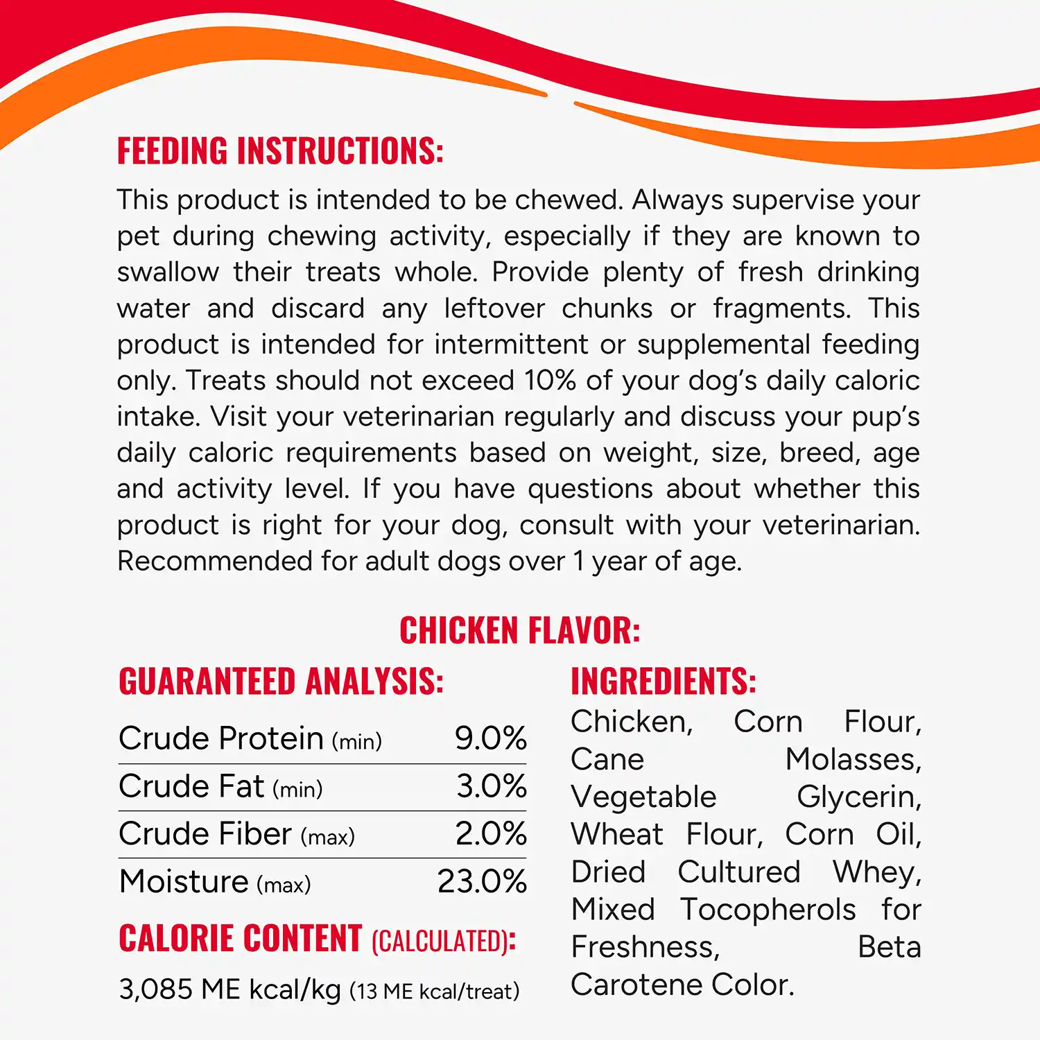Feeding Instructions, Guaranteed Analysis, Calorie Content, Ingredients