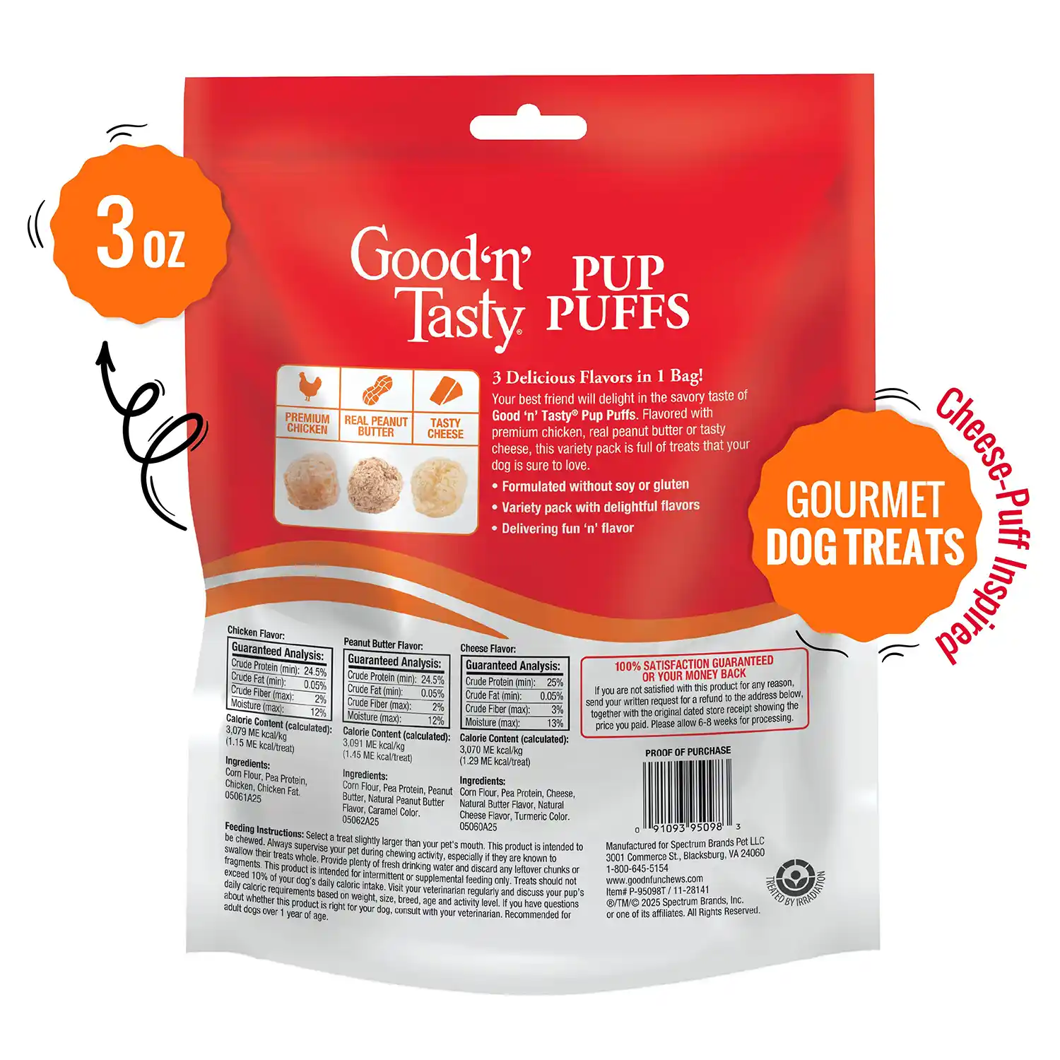 Pup Puffs - Low-Calorie Cheese Puff-Inspired Dog Treats 3oz Back Render