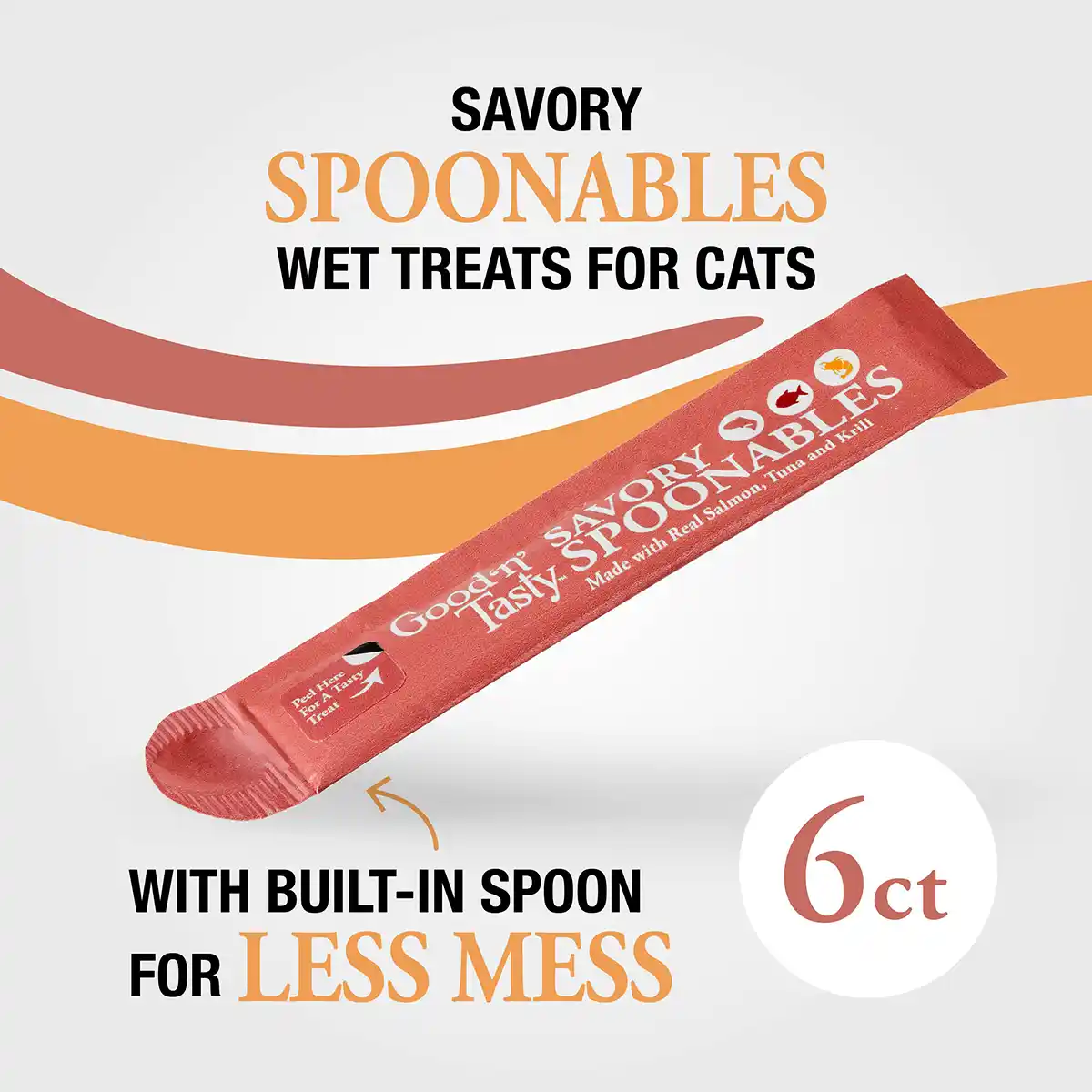 Savory Spoonables wet treats for cats with built-in spoon for less mess. 6ct. 