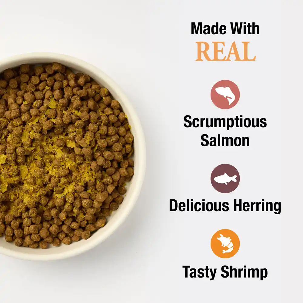 Made with real scruptious salmon, delicious herring and tasty shrimp. 