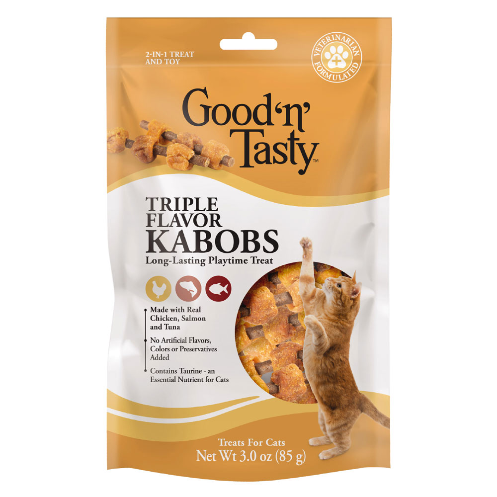 Good 'n' Tasty Triple Flavor Kabobs Cat Treat, 3 Ounce, Long