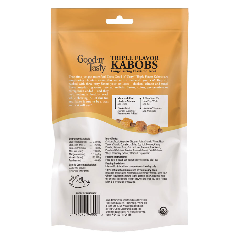 Good 'n' Tasty Triple Flavor Kabobs Cat Treat, 3 Ounce, Long