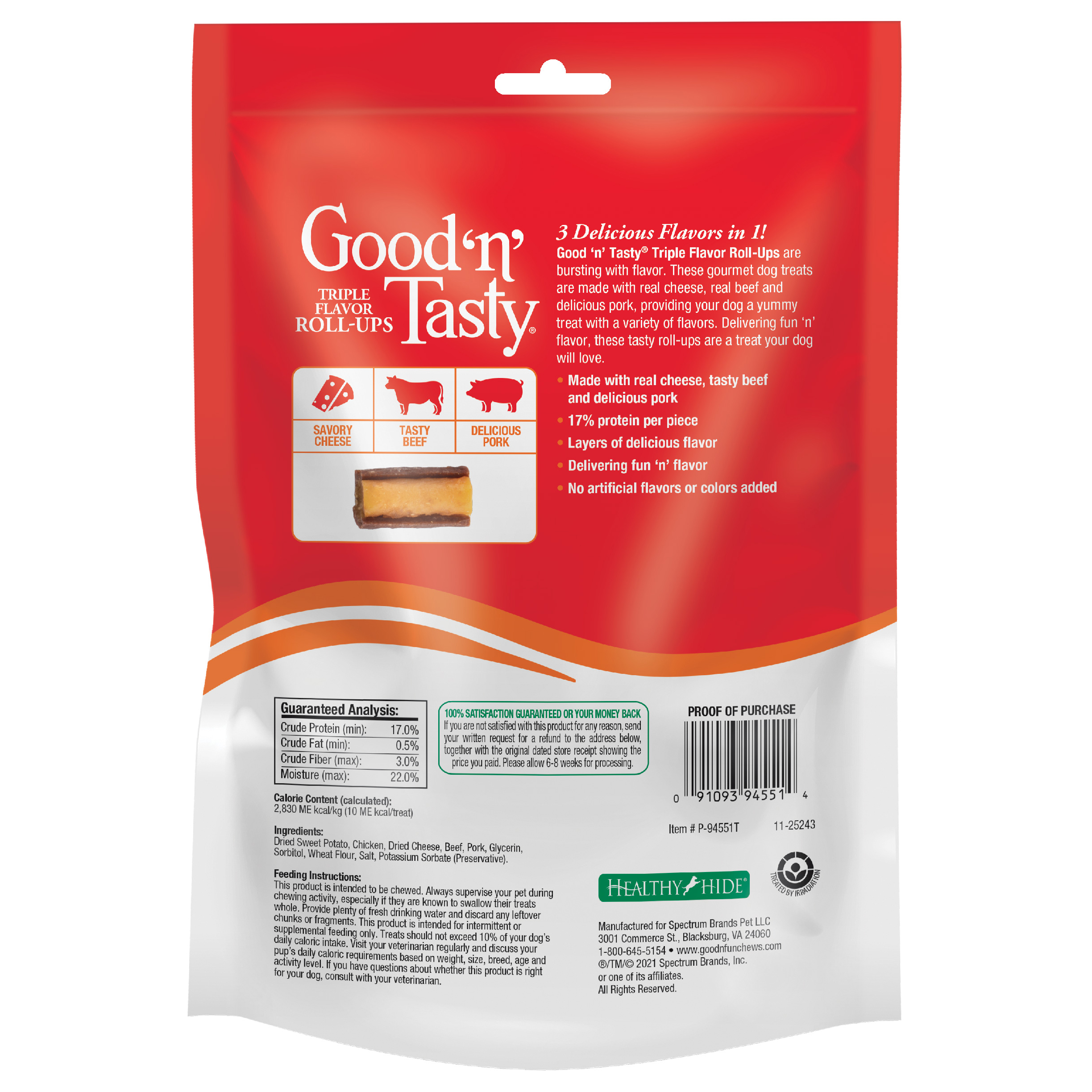 Good'n'Tasty Triple Flavor Roll-Ups back of packaging