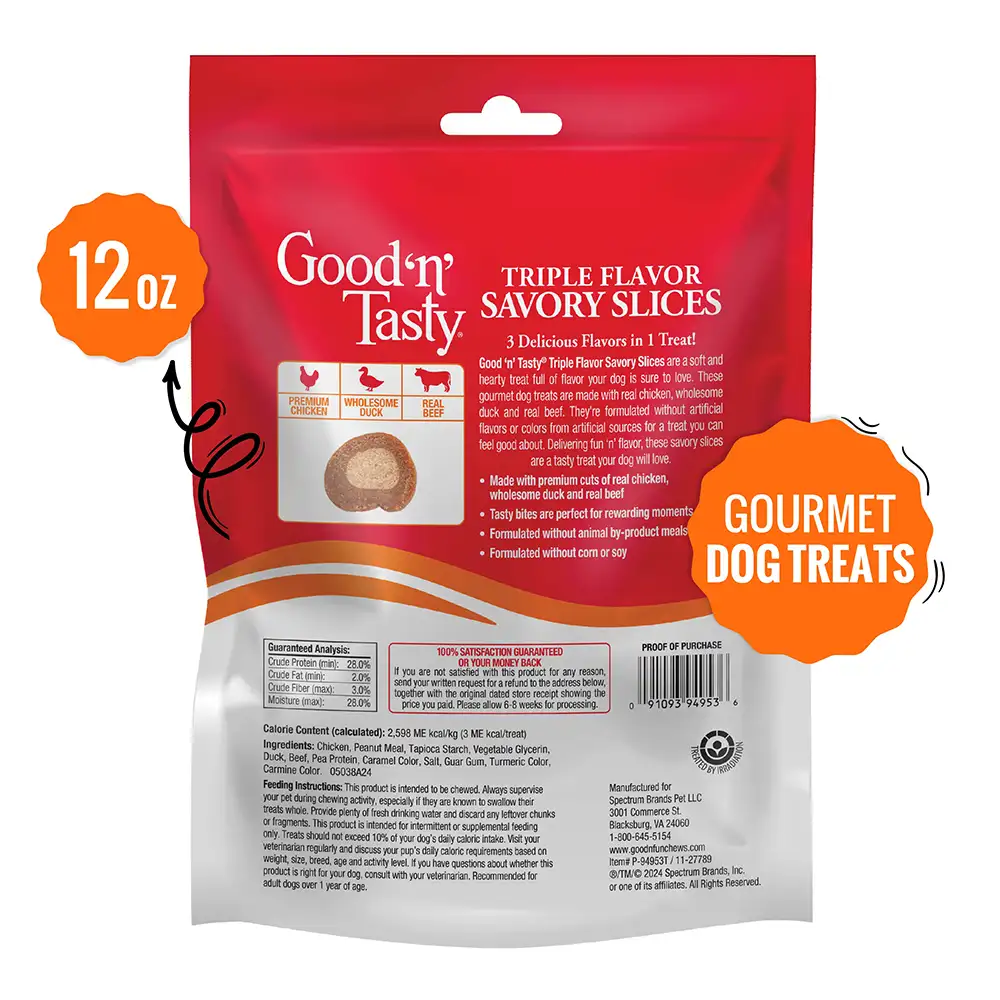 Triple Flavor Savory Slices for All Dogs - Back of package