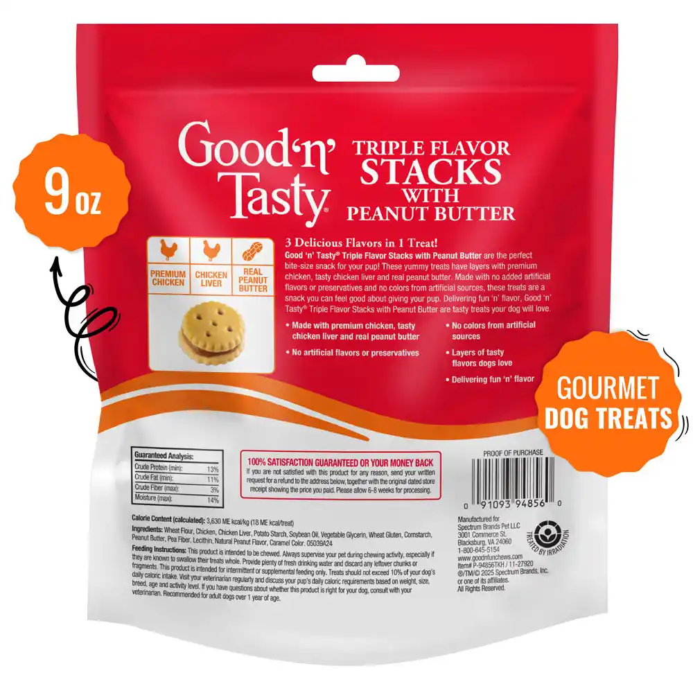 Triple Flavor Stacks with Peanut Butter 9oz back of packaging