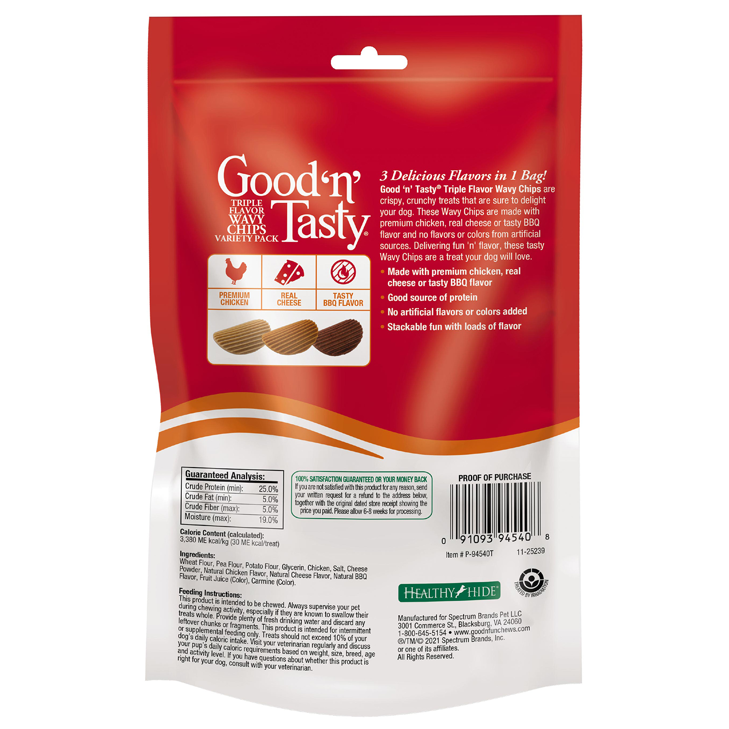 Triple Flavor Wavy Chips back of packaging