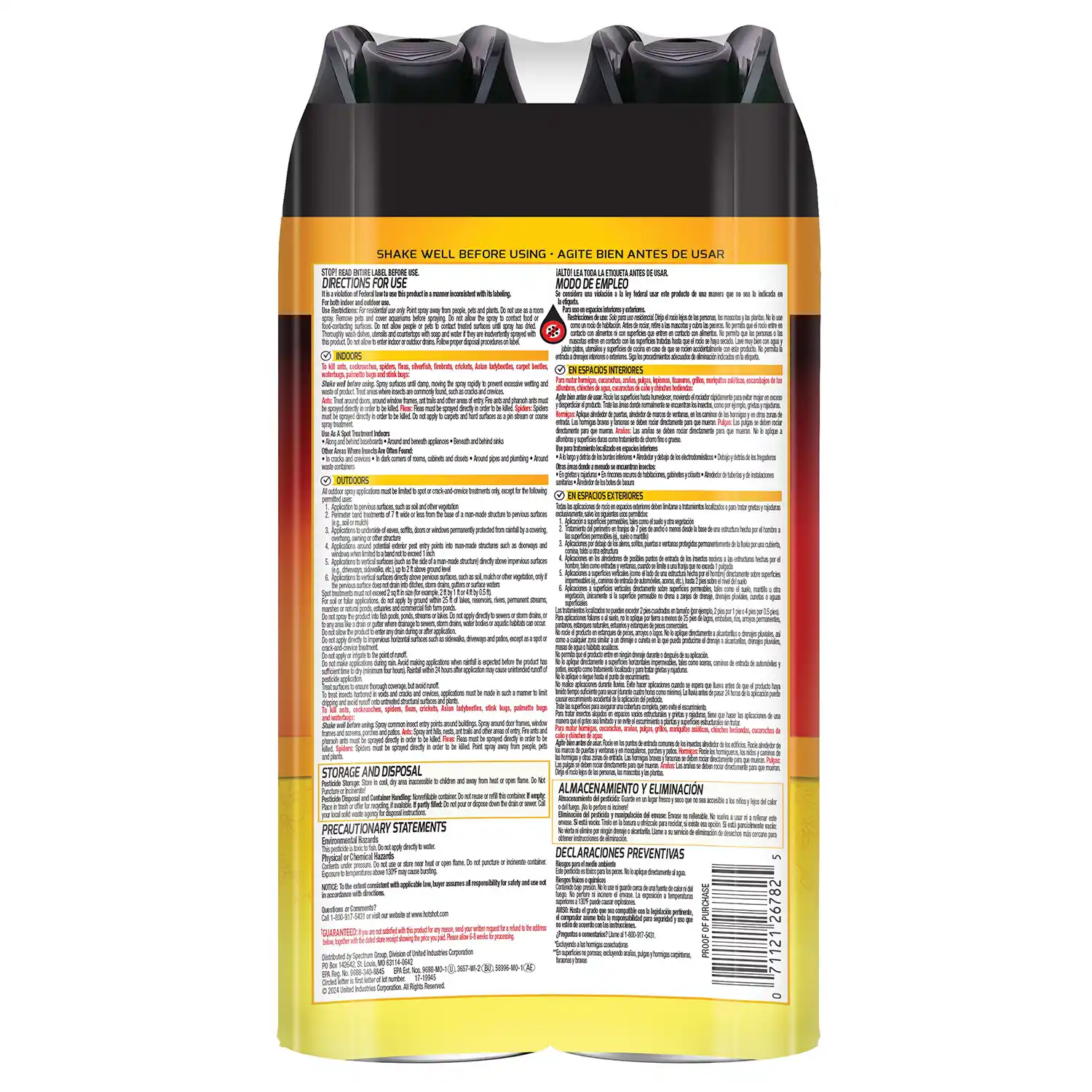 Hot Shot® Ant Roach & Spider Killer, Lemon Scent Back