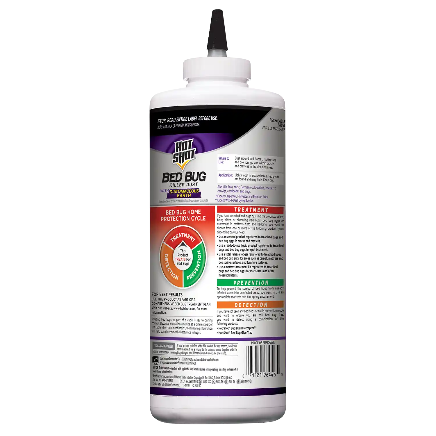 Bed Bug Killer Dust with Diatomaceous Earth Back