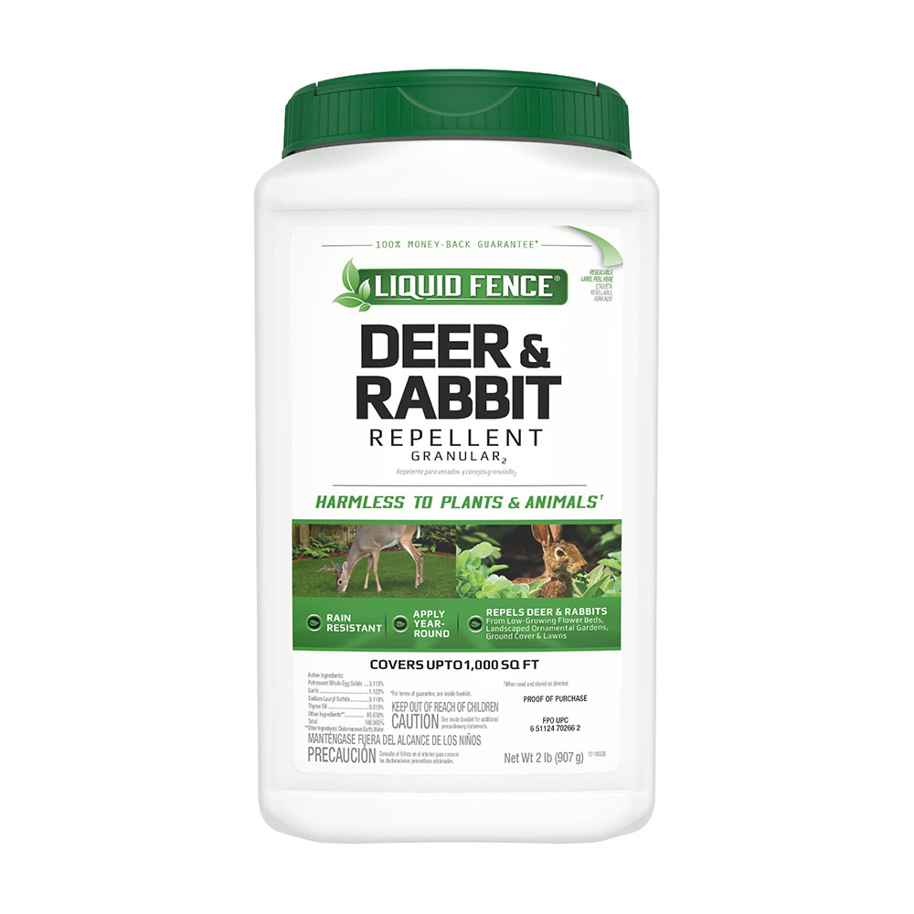 Liquid Fence Deer & Rabbit Repellent Granules - front of bottle