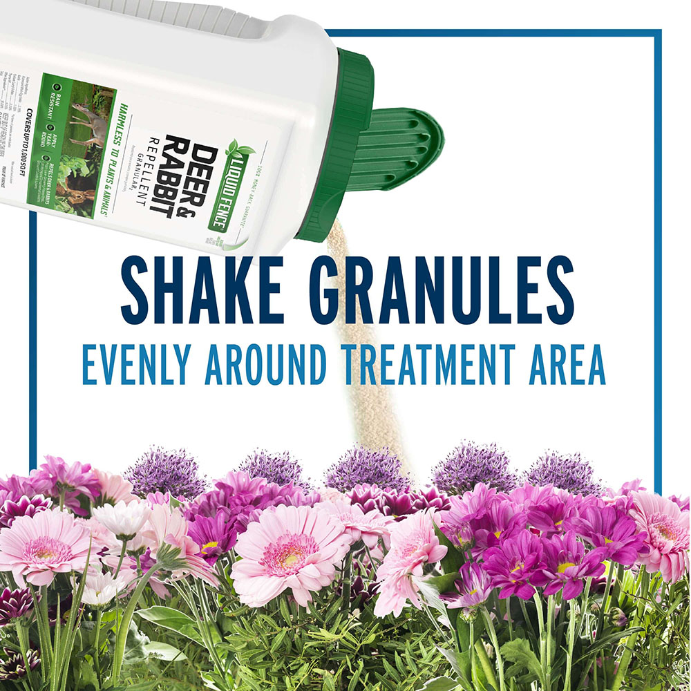shake granules evenly around treatment area