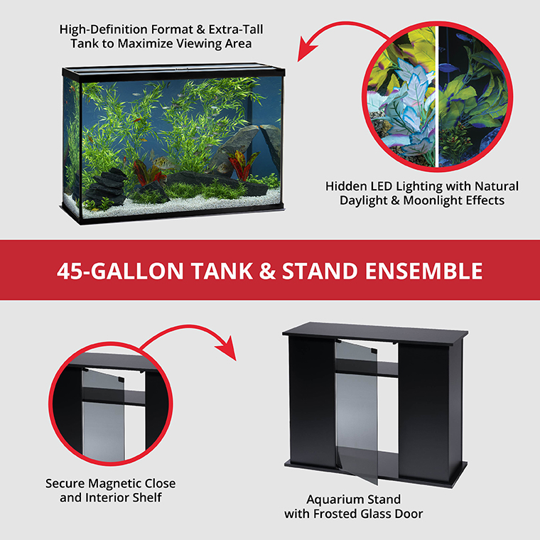 NV-52026-02 High Definition LED Ensemble Aquarium & Stand, 45 Gallon - Features