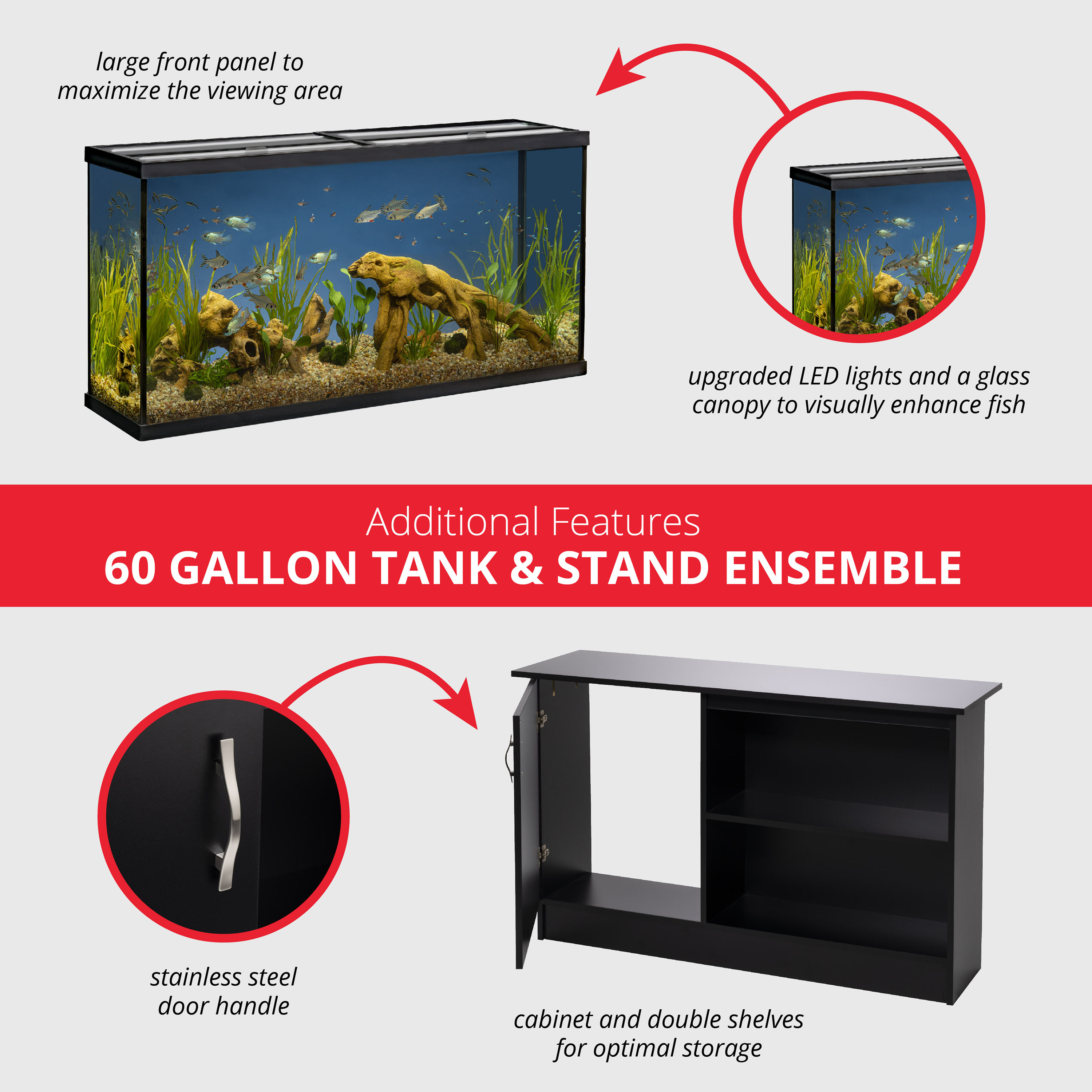 NV-33799 High Definition LED Ensemble Aquarium & Stand, 60 Gallon - Features Benefits