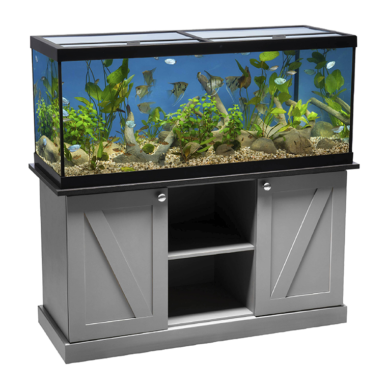 NV-52022 High Definition LED Ensemble Aquarium & Farmhouse Stand, 75 Gallon - Front Render Wet