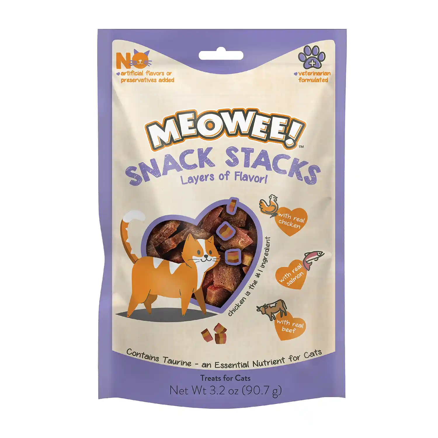 Meowee Snack Stacks 3.2oz front of packaging