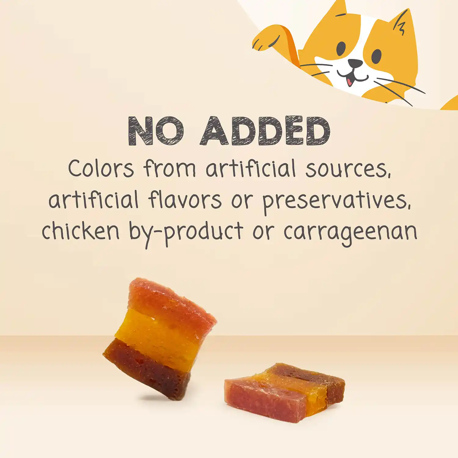 No added colors from artificial sources, artificial flavors or preservatives, chicken by-product or carrageenan. 