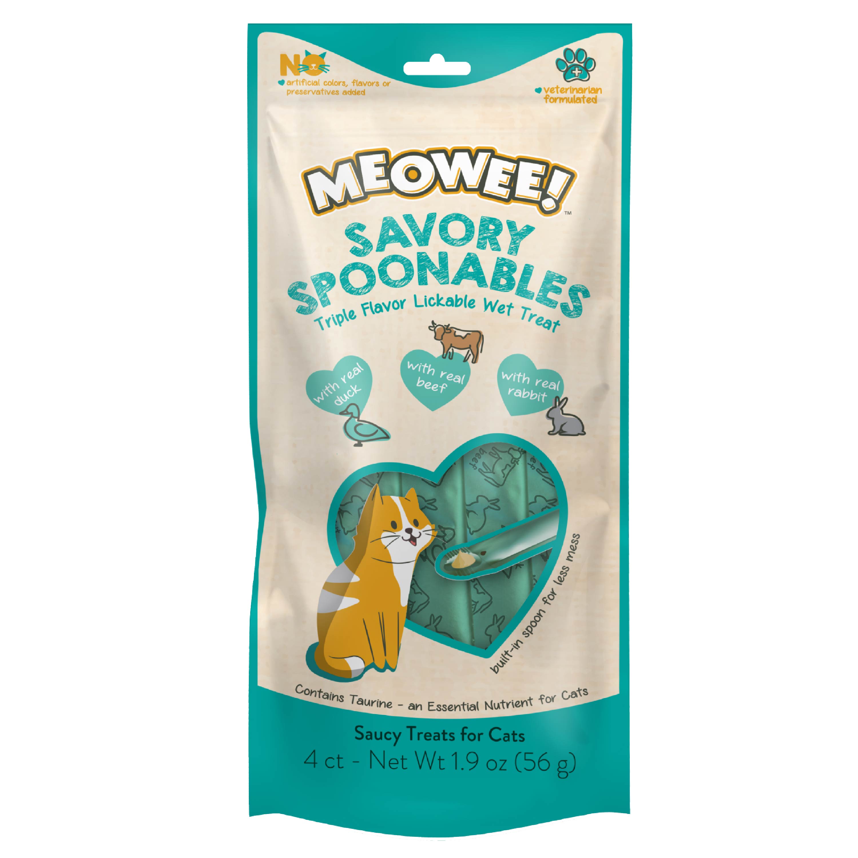 Meowee Spoonables Duck Beef Rabbit flavor front of packaging