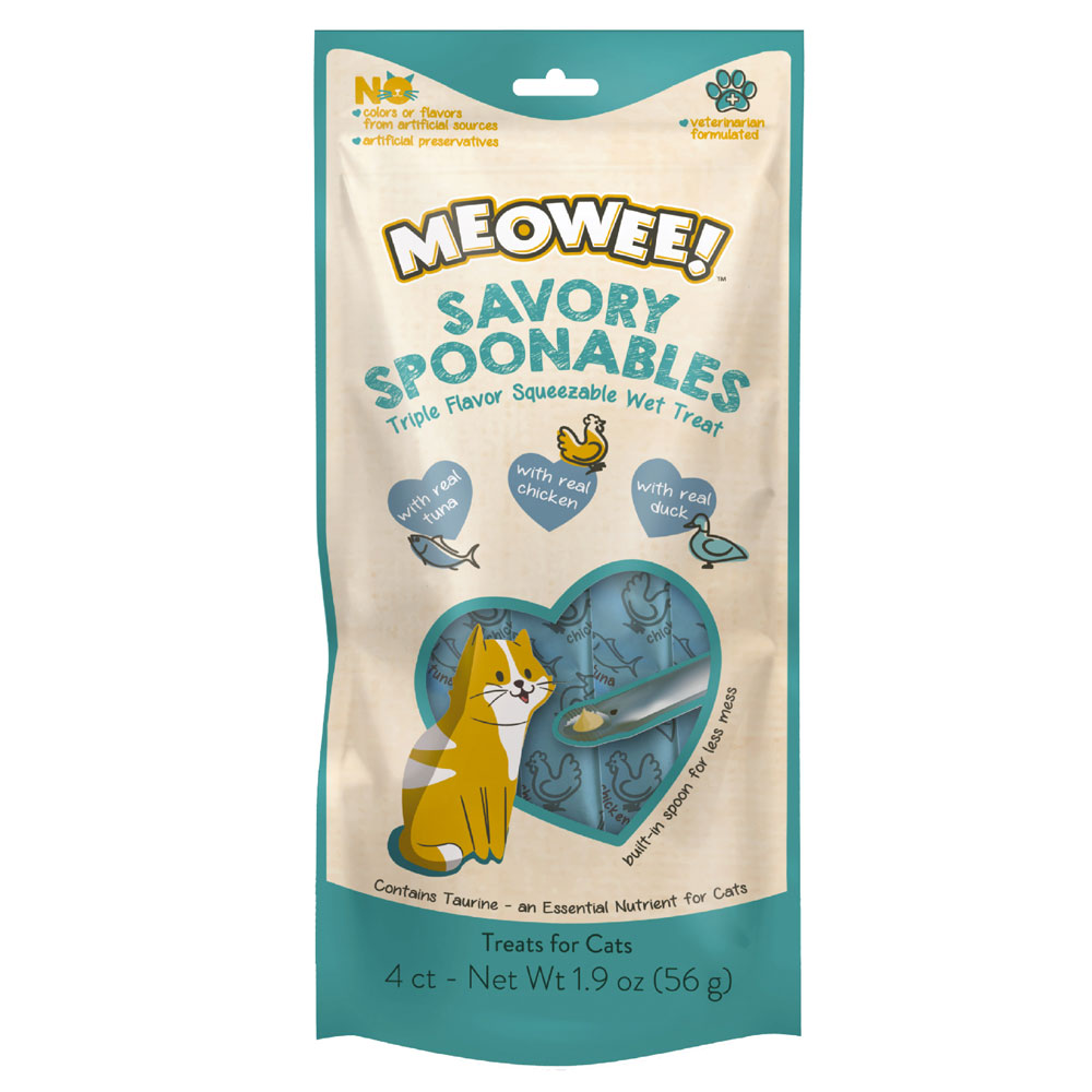 Savory Spoonables front of packaging – Tuna, Chicken and Duck