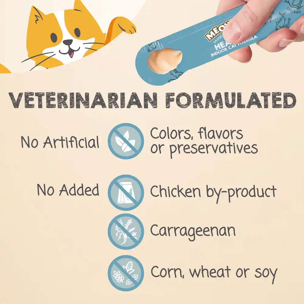 Veterinarian Formulated. No Artificial colors, flavors or preservatives. No Added chicken by-product, carrageenan, corn, wheat or soy.