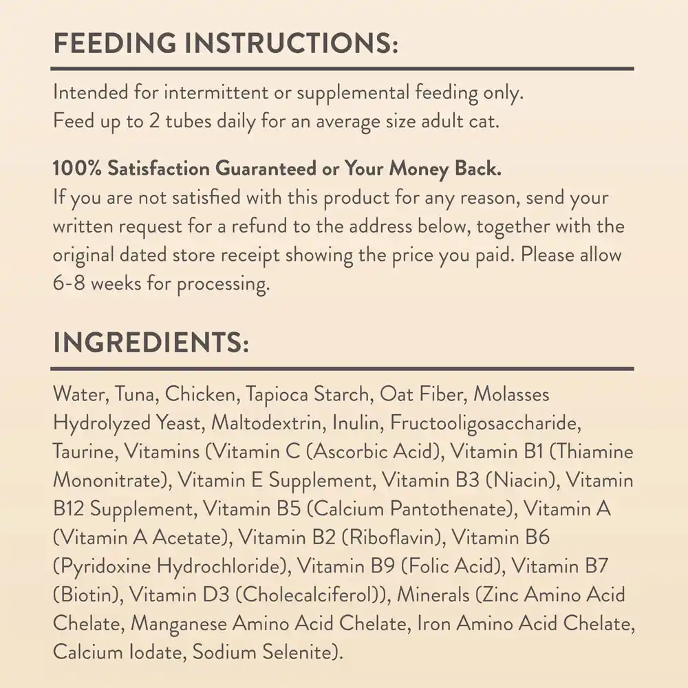 Feeding instructions and ingredients.