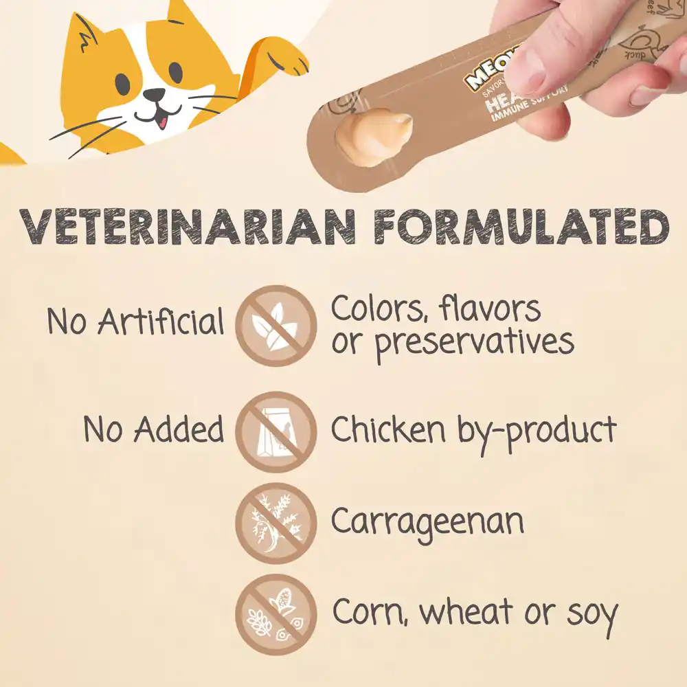 Veterinarian Formulated. No Artificial colors, flavors or preservatives. No Added chicken by-product, carrageenan, corn, wheat or soy.