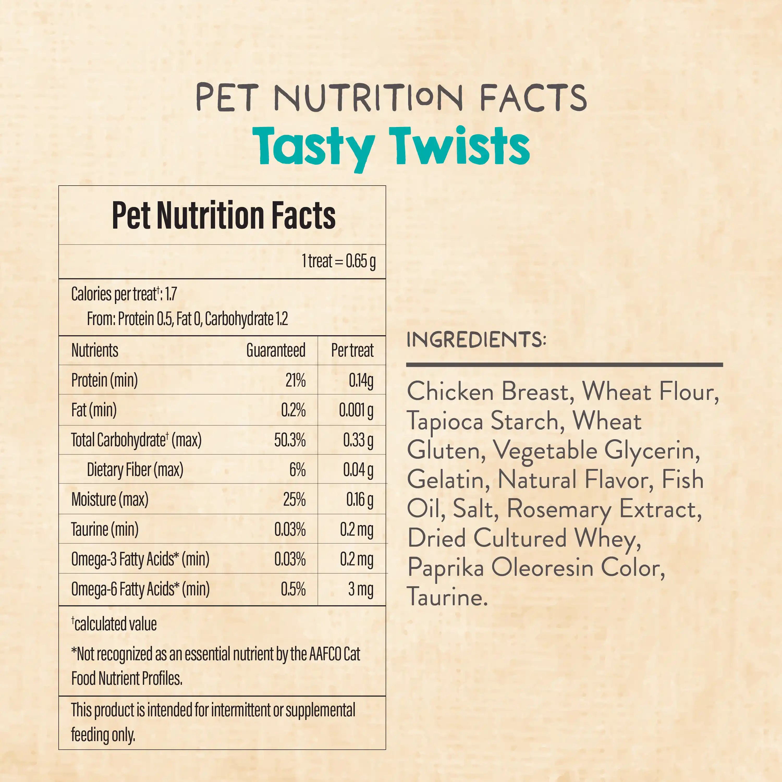Pet Nutrition Facts and Ingredients for Tasty Twists.