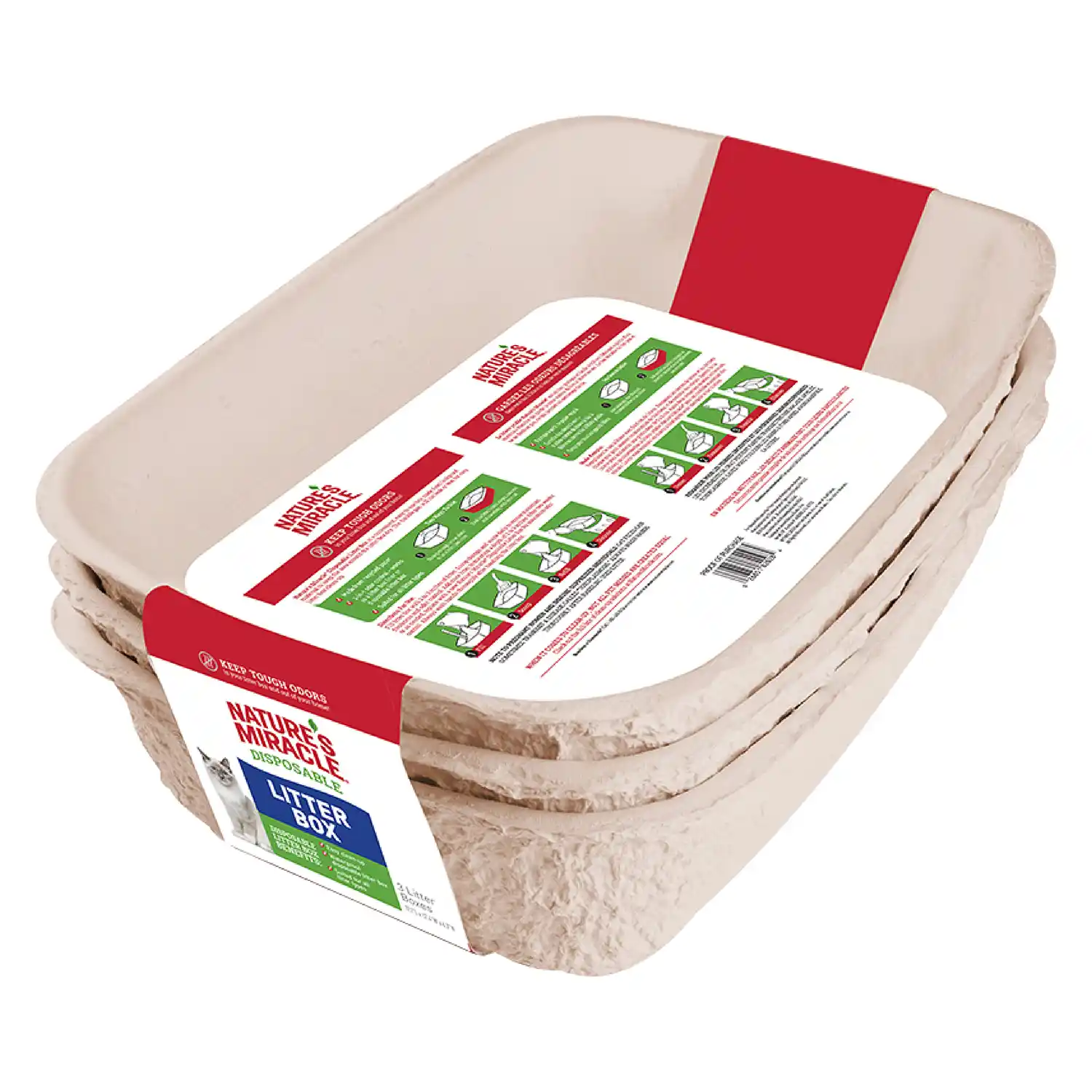 Nature’s Miracle Disposable Litter Box, 3 Count Front Render