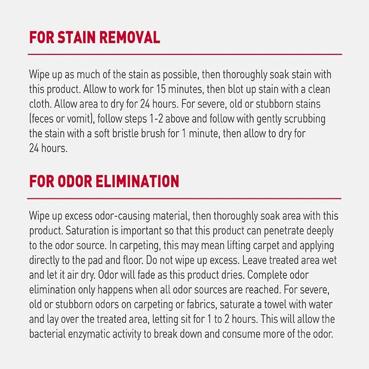 Advanced Stain and Odor Eliminator for Dogs- foam Directions